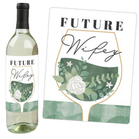 Boho Botanical Bride - Greenery Bridal Shower and Wedding Party Decorations for Women and Men - Wine Bottle Label Stickers - Set of 4