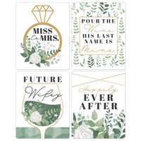 Boho Botanical Bride - Greenery Bridal Shower and Wedding Party Decorations for Women and Men - Wine Bottle Label Stickers - Set of 4