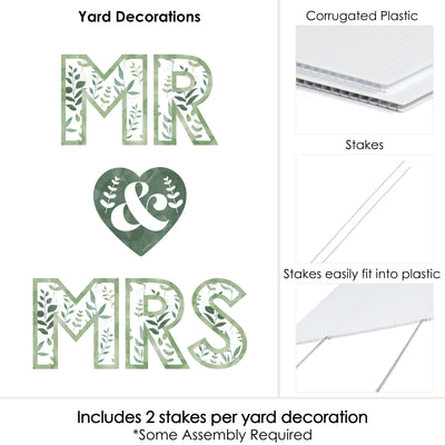 Boho Botanical Bride - Yard Sign Outdoor Lawn Decorations - Greenery Bridal Shower and Wedding Party Yard Signs - Mr and Mrs
