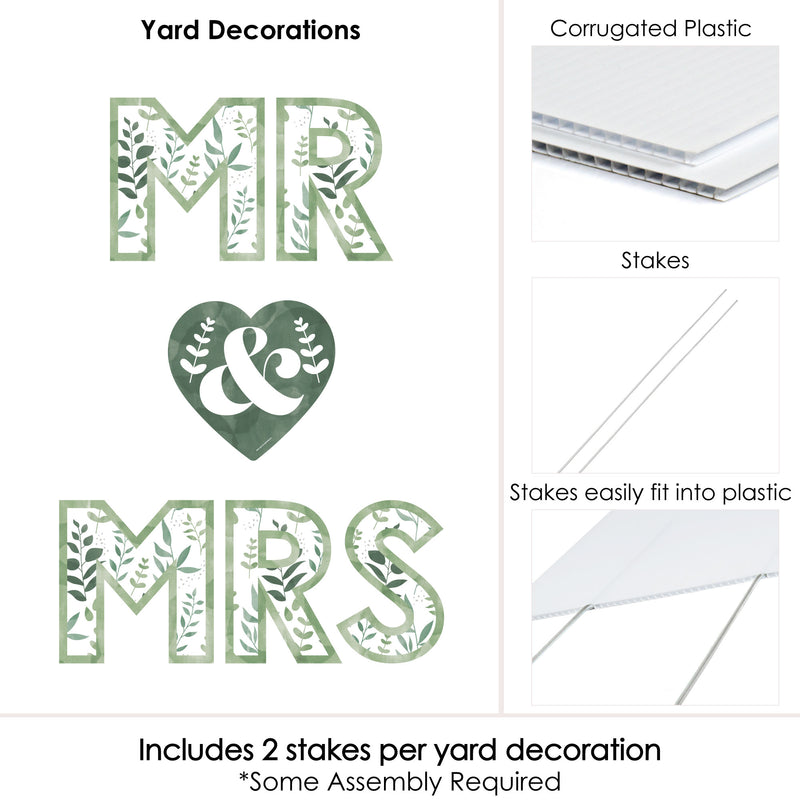 Boho Botanical Bride - Yard Sign Outdoor Lawn Decorations - Greenery Bridal Shower and Wedding Party Yard Signs - Mr and Mrs