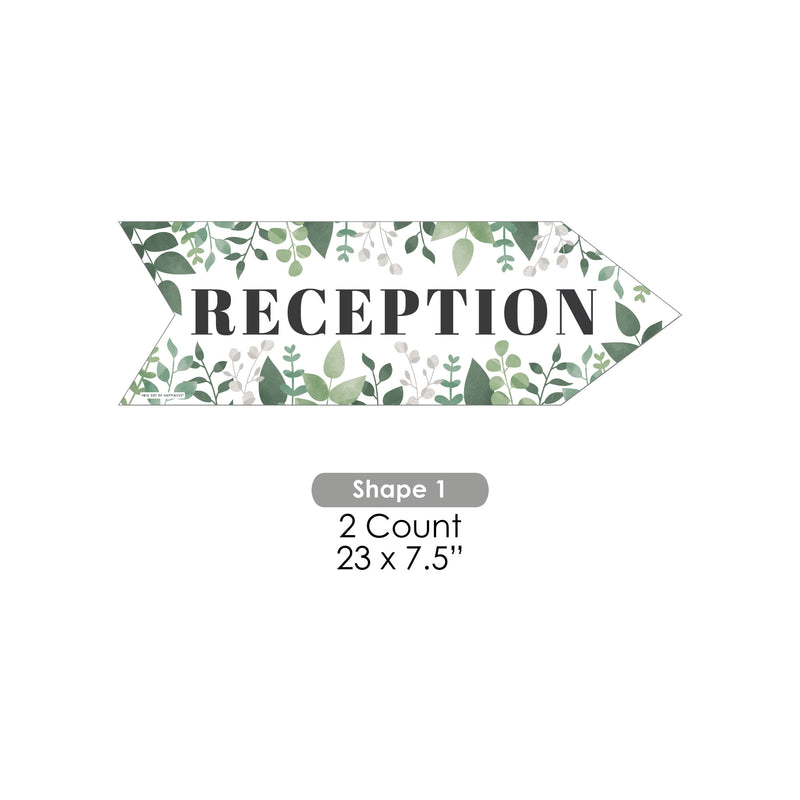 Boho Botanical Wedding Reception Signs - Greenery Wedding Sign Arrow - Double Sided Directional Yard Signs - Set of 2 Reception Signs
