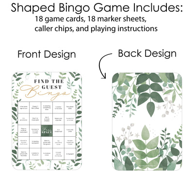 Boho Botanical Bride - Find the Guest Bingo Cards and Markers - Greenery Bridal Shower and Wedding Party Bingo Game - Set of 18