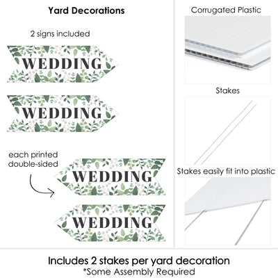 Boho Botanical Wedding Signs - Greenery Wedding Sign Arrow - Double Sided Directional Yard Signs - Set of 2 Wedding Signs
