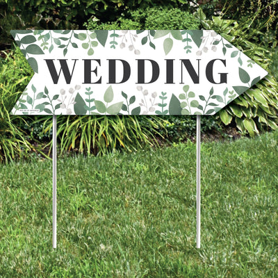 Boho Botanical Wedding Signs - Greenery Wedding Sign Arrow - Double Sided Directional Yard Signs - Set of 2 Wedding Signs