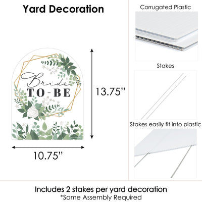 Boho Botanical Bride - Outdoor Lawn Sign - Greenery Bridal Shower and Wedding Party Yard Sign - 1 Piece