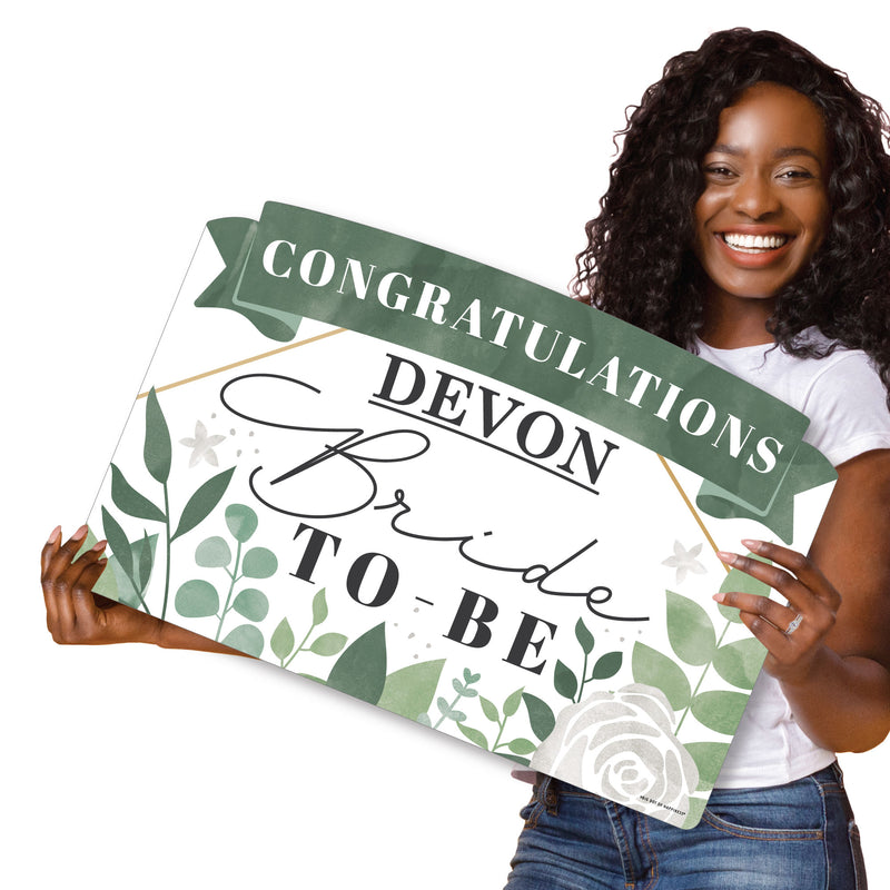 Boho Botanical Bride - Greenery Bridal Shower and Wedding Party Yard Sign Lawn Decorations - Personalized Congratulations Bride-To-Be Party Yardy Sign