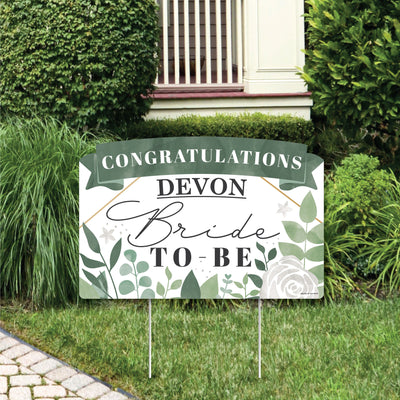 Boho Botanical Bride - Greenery Bridal Shower and Wedding Party Yard Sign Lawn Decorations - Personalized Congratulations Bride-To-Be Party Yardy Sign