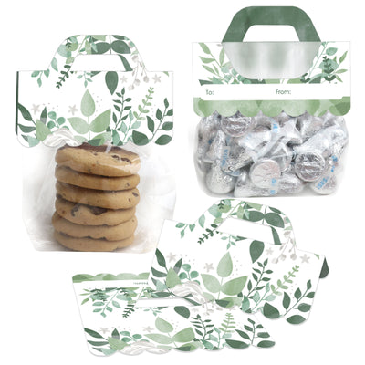Boho Botanical - DIY Greenery Party Clear Goodie Favor Bag Labels - Candy Bags with Toppers - Set of 24