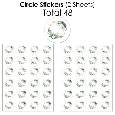 Boho Botanical - Mini Candy Bar Wrappers, Round Candy Stickers and Circle Stickers - Greenery Party Candy Favor Sticker Kit - 304 Pieces
