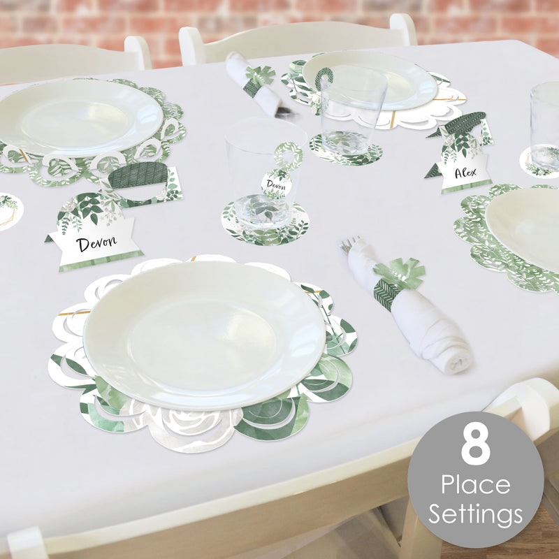 Boho Botanical - Greenery Party Paper Charger and Table Decorations - Chargerific Kit - Place Setting for 8