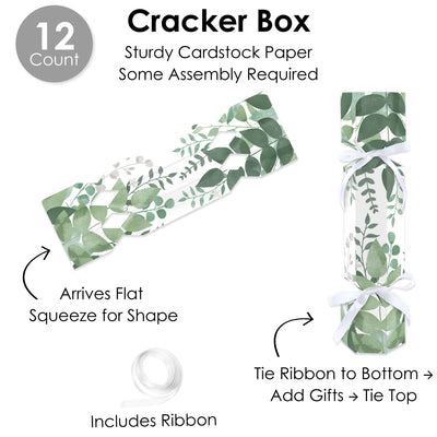 Boho Botanical - No Snap Greenery Party Table Favors - DIY Cracker Boxes - Set of 12