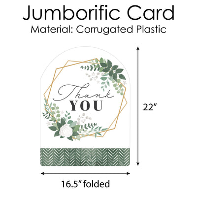 Boho Botanical - Greenery Thank You Giant Greeting Card - Big Shaped Jumborific Card - 16.5 x 22 inches
