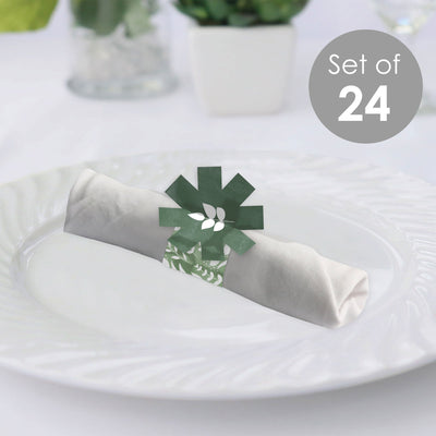 Boho Botanical - Greenery Party Paper Napkin Holder - Napkin Rings - Set of 24