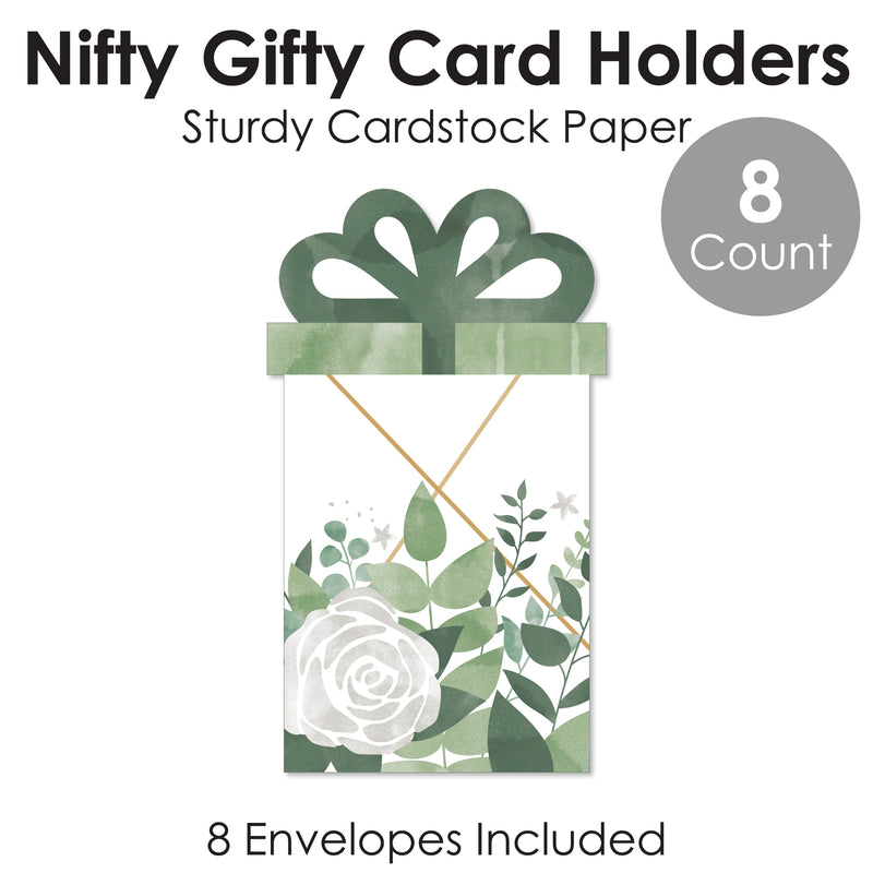 Boho Botanical - Greenery Party Money and Gift Card Sleeves - Nifty Gifty Card Holders - Set of 8
