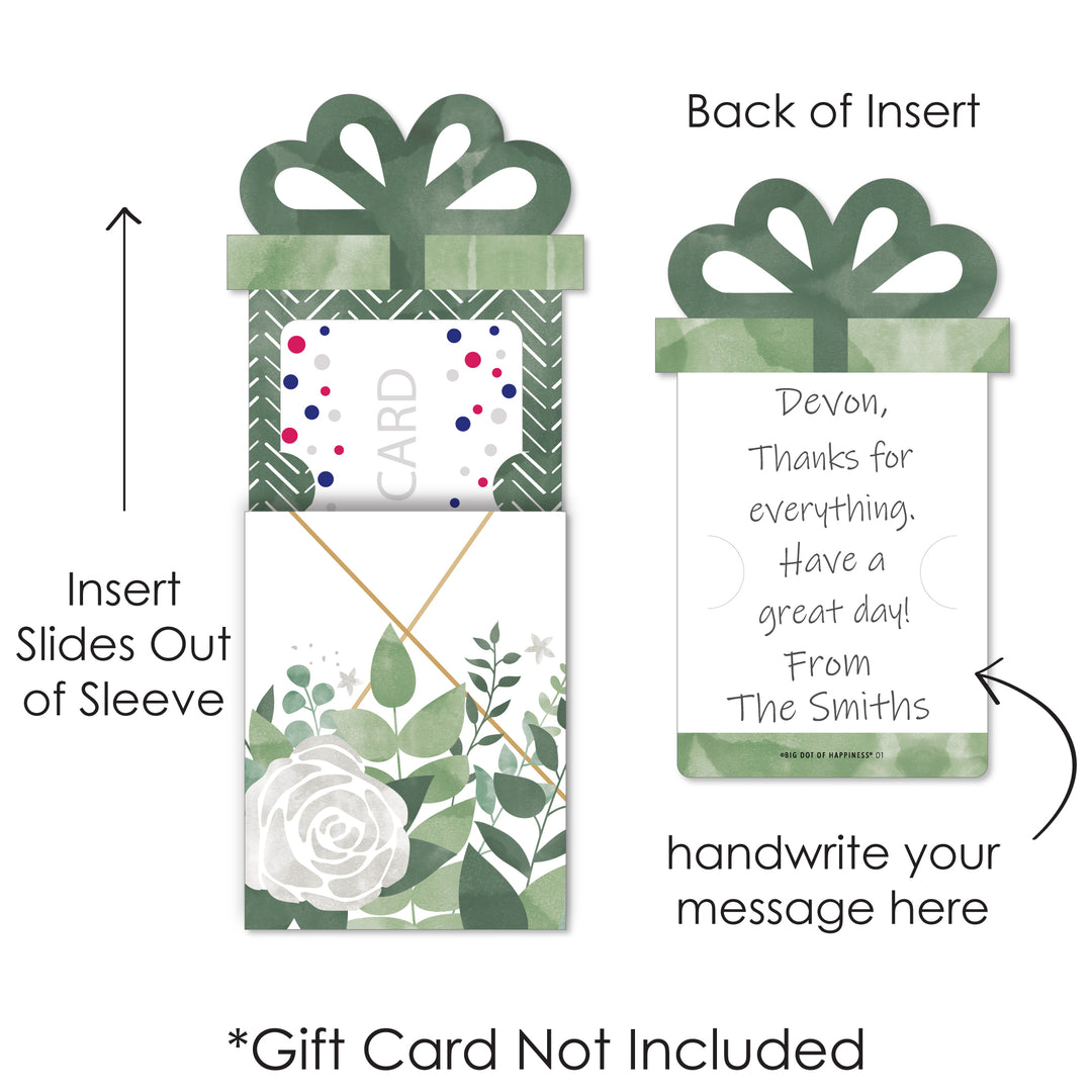 Boho Botanical - Greenery Party Money and Gift Card Sleeves - Nifty Gifty Card Holders - Set of 8