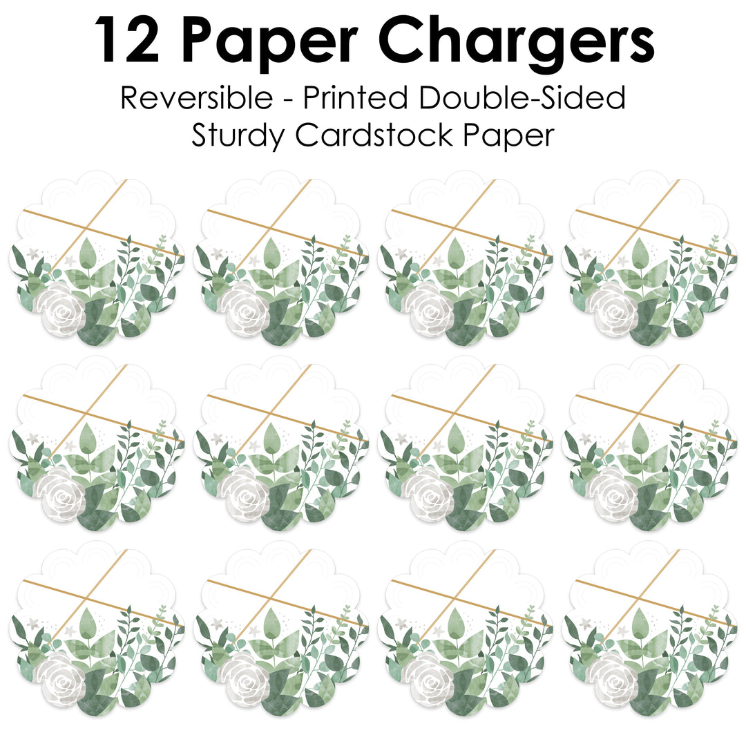 Boho Botanical - Greenery Party Round Table Decorations - Paper Chargers - Place Setting For 12