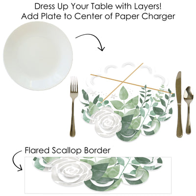 Boho Botanical - Greenery Party Round Table Decorations - Paper Chargers - Place Setting For 12