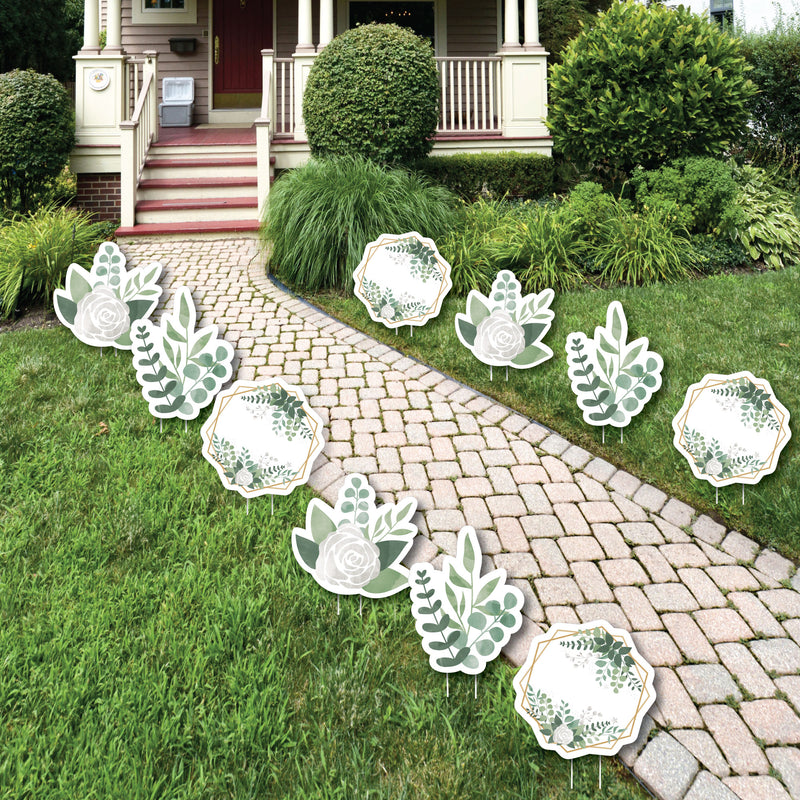 Boho Botanical - Lawn Decorations - Outdoor Greenery Party Yard Decorations - 10 Piece
