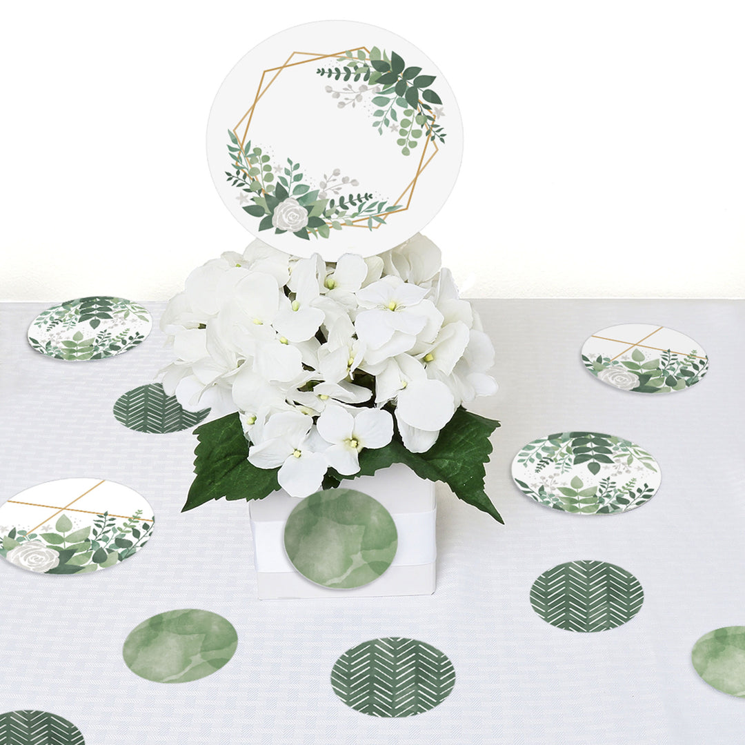 Boho Botanical - Greenery Party Giant Circle Confetti - Party Decorations - Large Confetti 27 Count