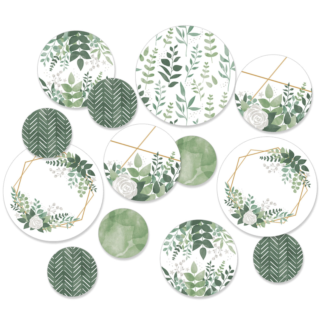 Boho Botanical - Greenery Party Giant Circle Confetti - Party Decorations - Large Confetti 27 Count