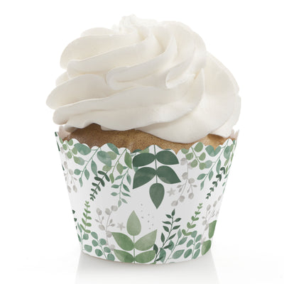 Boho Botanical - Greenery Party Decorations - Party Cupcake Wrappers - Set of 12