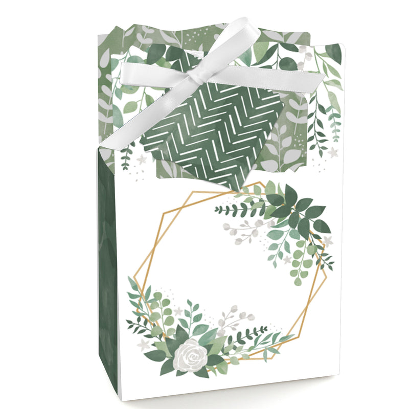 Boho Botanical - Greenery Party Favor Boxes - Set of 12