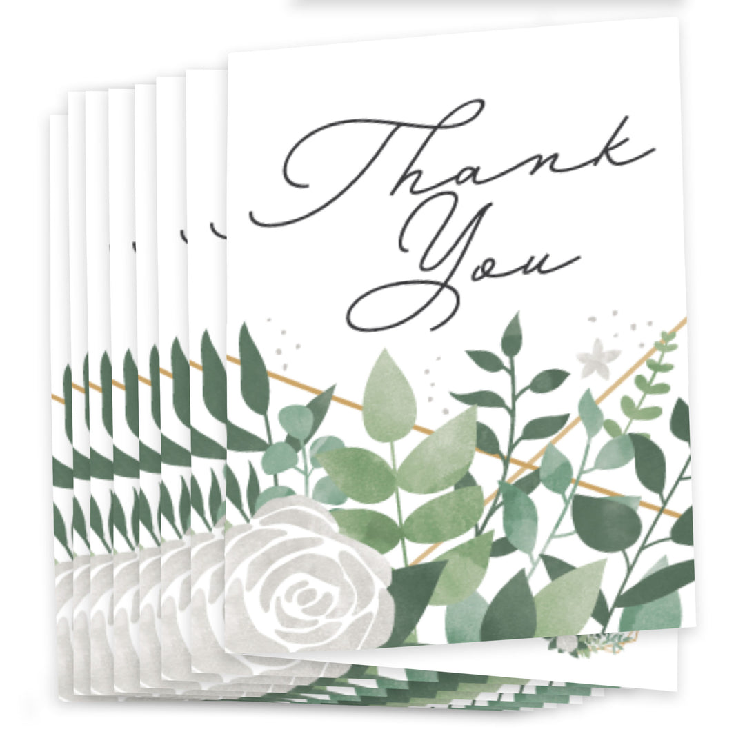 Boho Botanical - Greenery Party Thank You Cards (8 count)