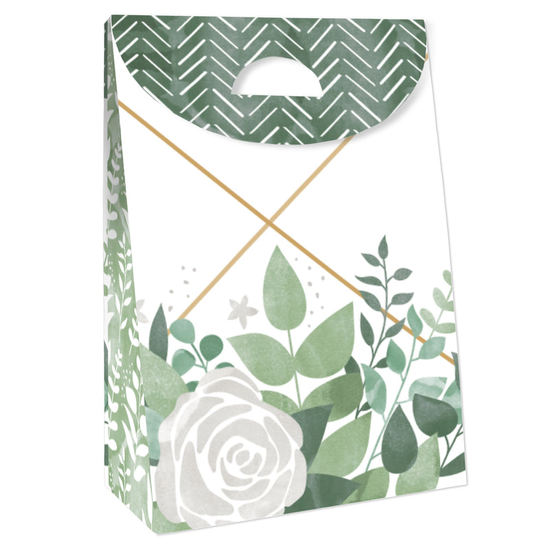 Boho Botanical - Greenery Gift Favor Bags - Party Goodie Boxes - Set of 12