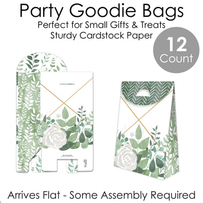 Boho Botanical - Greenery Gift Favor Bags - Party Goodie Boxes - Set of 12