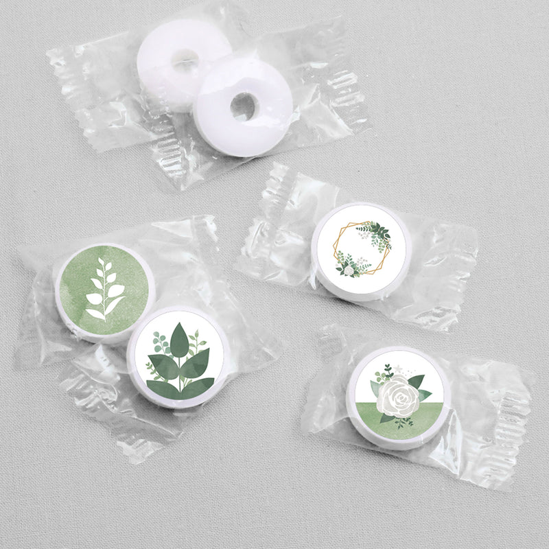 Boho Botanical - Greenery Party Round Candy Sticker Favors - Labels Fit Chocolate Candy (1 sheet of 108)