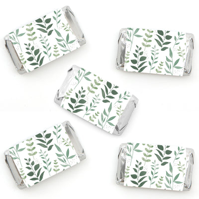 Boho Botanical - Mini Candy Bar Wrapper Stickers - Greenery Party Small Favors - 40 Count