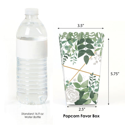 Boho Botanical - Greenery Party Favor Popcorn Treat Boxes - Set of 12