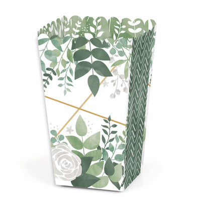 Boho Botanical - Greenery Party Favor Popcorn Treat Boxes - Set of 12