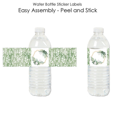 Boho Botanical - Greenery Party Water Bottle Sticker Labels - Set of 20