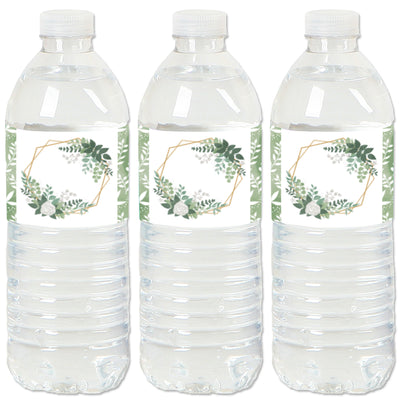 Boho Botanical - Greenery Party Water Bottle Sticker Labels - Set of 20
