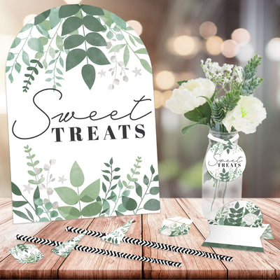 Boho Botanical - DIY Greenery Party Sweet Treats Signs - Snack Bar Decorations Kit - 50 Pieces