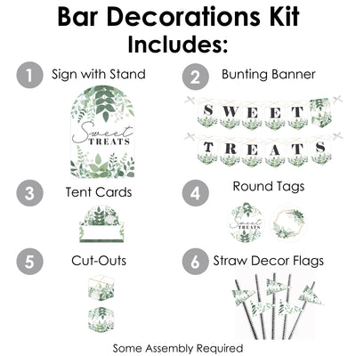 Boho Botanical - DIY Greenery Party Sweet Treats Signs - Snack Bar Decorations Kit - 50 Pieces