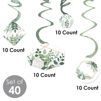 Boho Botanical - Greenery Party Hanging Decor - Party Decoration Swirls - Set of 40