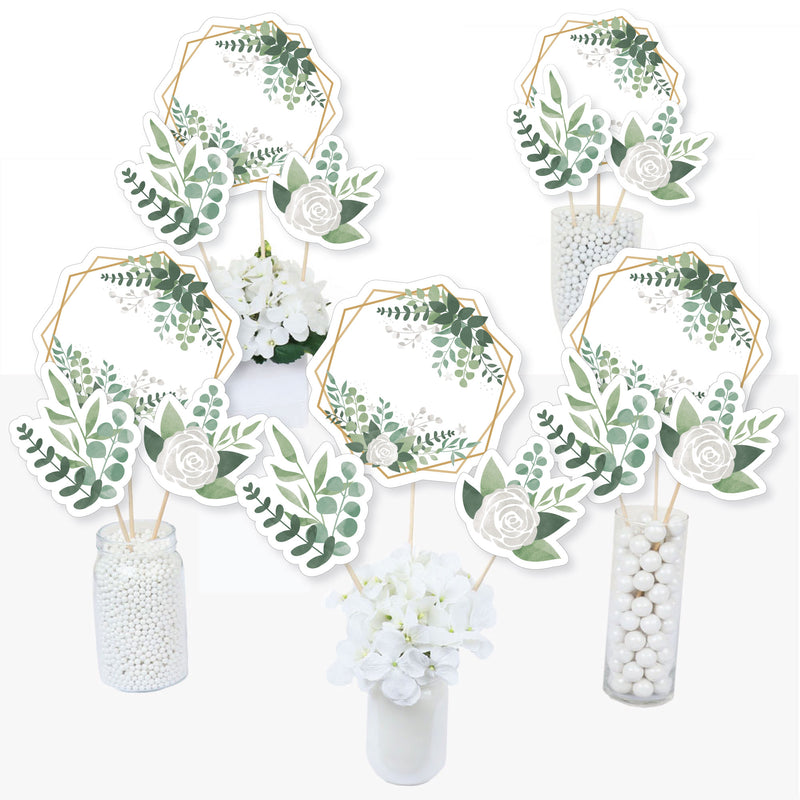 Boho Botanical - Greenery Party Centerpiece Sticks - Table Toppers - Set of 15
