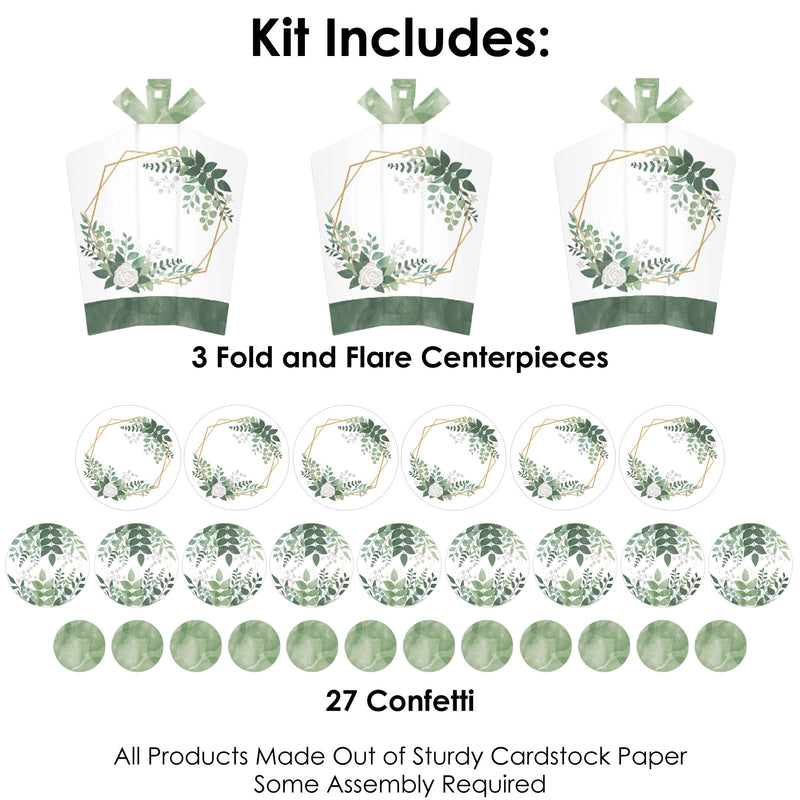 Boho Botanical - Greenery Party Decor and Confetti - Terrific Table Centerpiece Kit - Set of 30