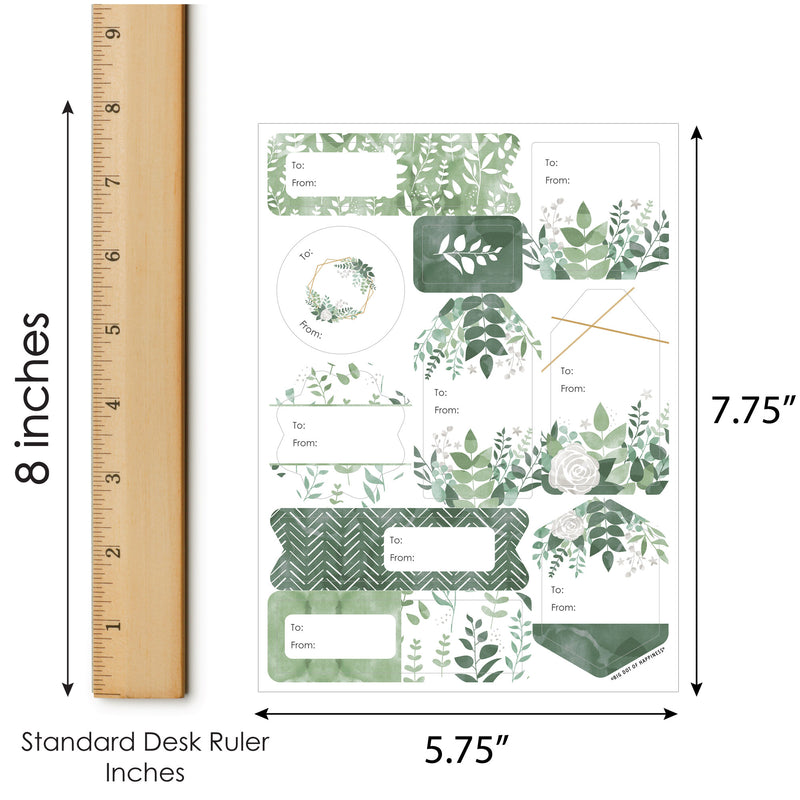 Boho Botanical - Assorted Greenery Party Gift Tag Labels - To and From Stickers - 12 Sheets - 120 Stickers