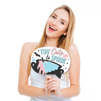 Funny Boo-y or Ghoul - Halloween Gender Reveal Party Photo Booth Props Kit - 10 Piece