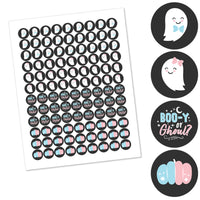 Boo-y or Ghoul - Halloween Gender Reveal Party Round Candy Sticker Favors - Labels Fit Chocolate Candy (1 sheet of 108)