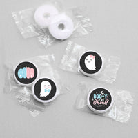 Boo-y or Ghoul - Halloween Gender Reveal Party Round Candy Sticker Favors - Labels Fit Chocolate Candy (1 sheet of 108)