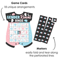 Boo-y or Ghoul - Picture Bingo Cards and Markers - Halloween Gender Reveal Party Shaped Bingo Game - Set of 18