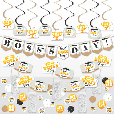 Happy Boss’s Day - Best Boss Ever Supplies Decoration Kit - Decor Galore Party Pack - 51 Pieces
