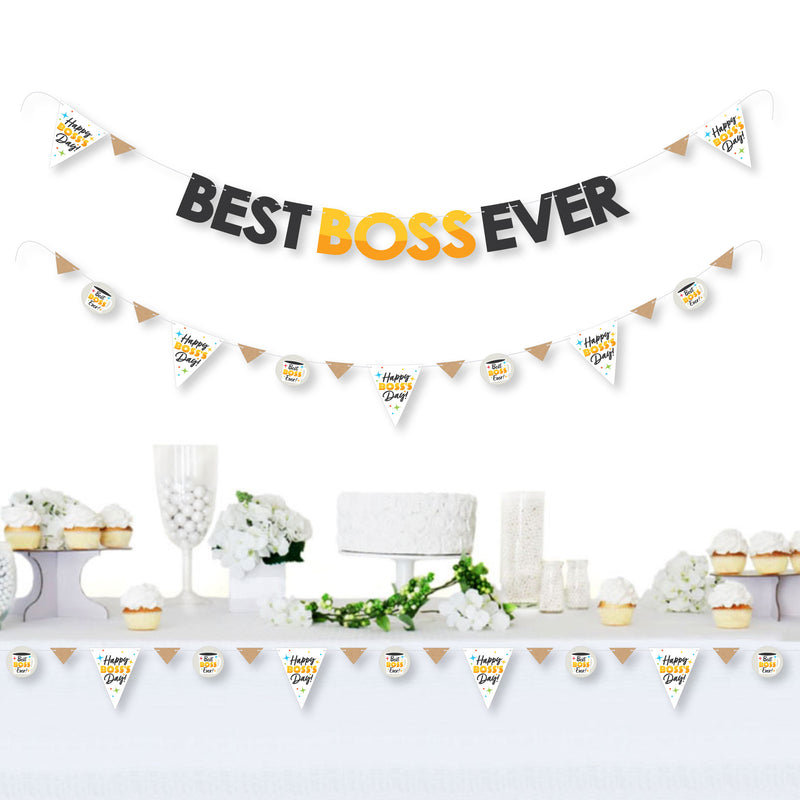 Happy Boss’s Day - Best Boss Ever Letter Banner Decoration - 36 Banner Cutouts and Best Boss Ever Banner Letters