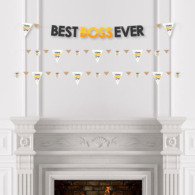 Happy Boss’s Day - Best Boss Ever Letter Banner Decoration - 36 Banner Cutouts and Best Boss Ever Banner Letters
