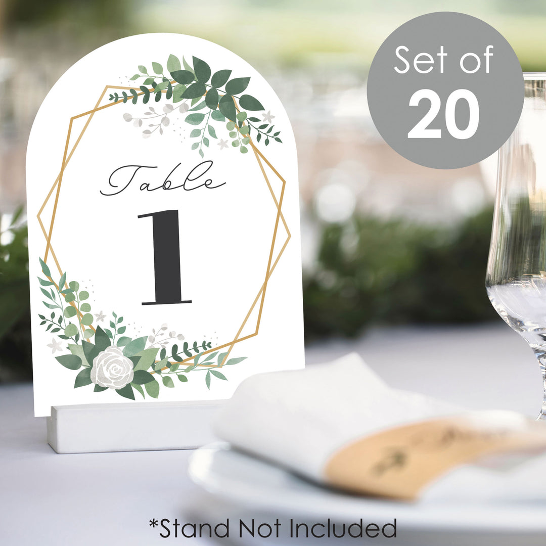 Boho Botanical Bride - Greenery Bridal Shower and Wedding Party Double-Sided 5 x 7 inches Cards - Table Numbers - 1-20