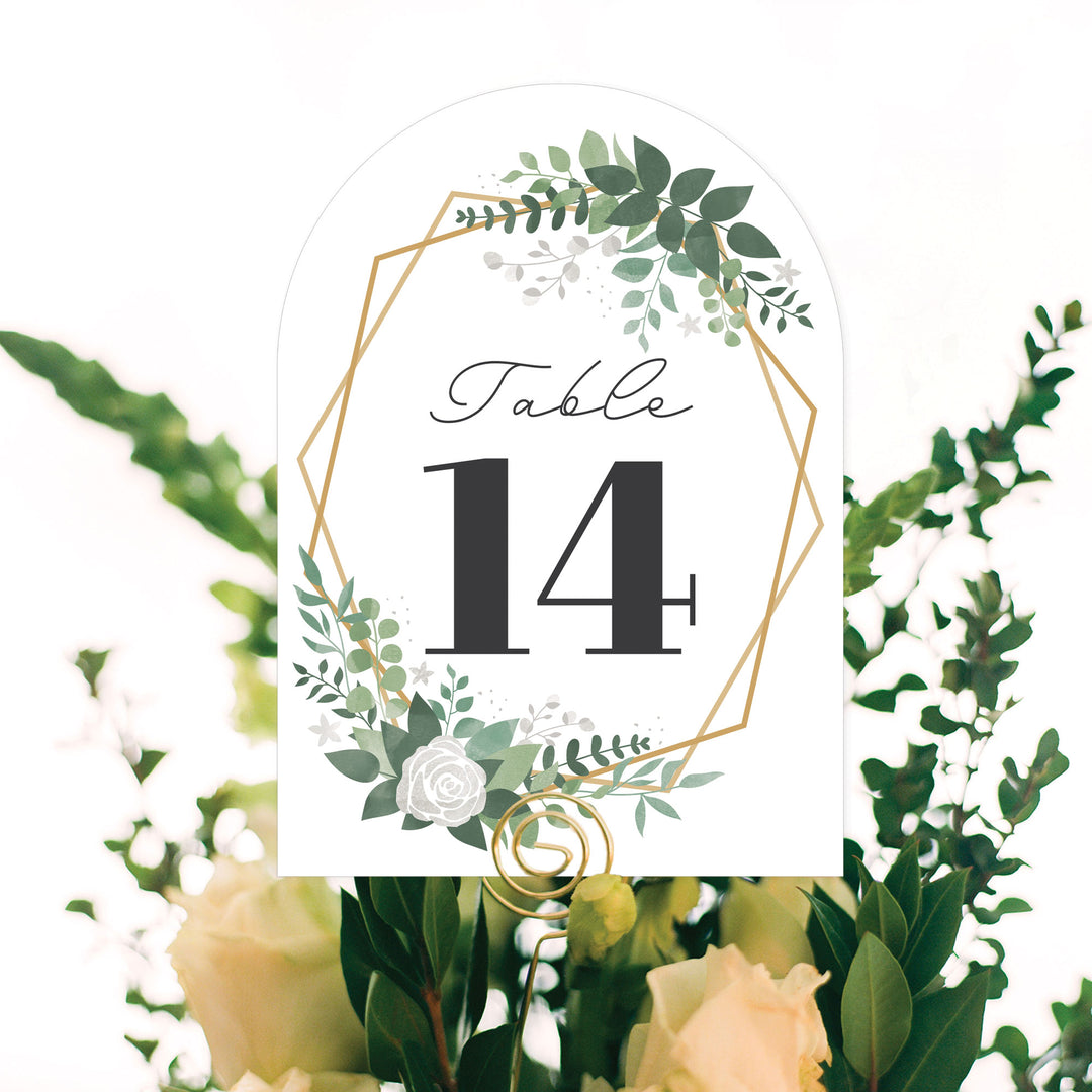 Boho Botanical Bride - Greenery Bridal Shower and Wedding Party Double-Sided 5 x 7 inches Cards - Table Numbers - 1-20